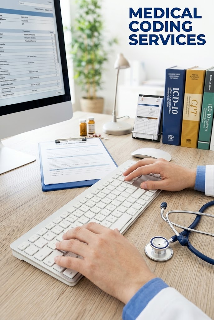 Medical billing specialist reviewing claims on a laptop